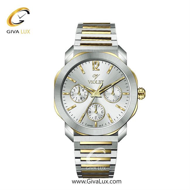 ساعت مچی اورجینال زنانه ویولت VIOLET سه موتوره فول تایم نقره ای-طلایی | نقره ای-طلایی| نقره ای| کد رفرنس 0628/2